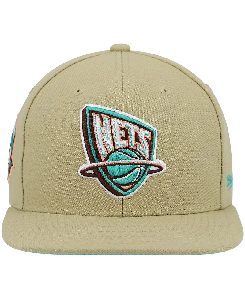 Mitchell & Ness Men's Khaki New Jersey Nets 35th Anniversary Hardwood Classics Malibu Sunrise Fitted Hat