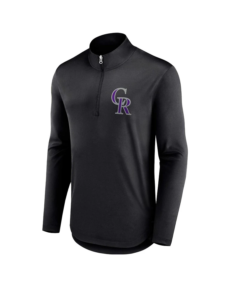 Fanatics Men's Black Colorado Rockies Tough Minded Lightweight Quarter-Zip Pullover Sweatshirt