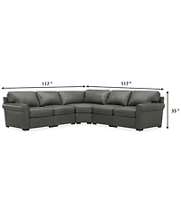Radley Roll Arm 117" -Pc. Leather Wedge Corner L Sectional