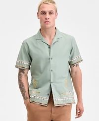 Sun + Stone Men's Embroidered Palm Shirt, Macy's Exclusive