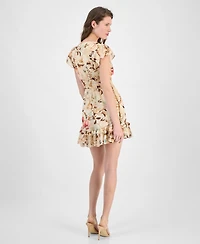 Guess Women's Flutter-Sleeve Brigada Ruffle Dress
