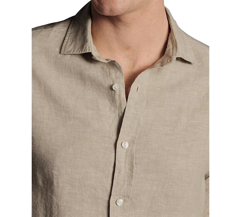 Charles Tyrwhitt Men's Slim Fit Long Sleeve Linen Button-Front Shirt