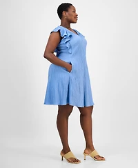 Sandra Darren Plus Flutter-Sleeve Shift Dress