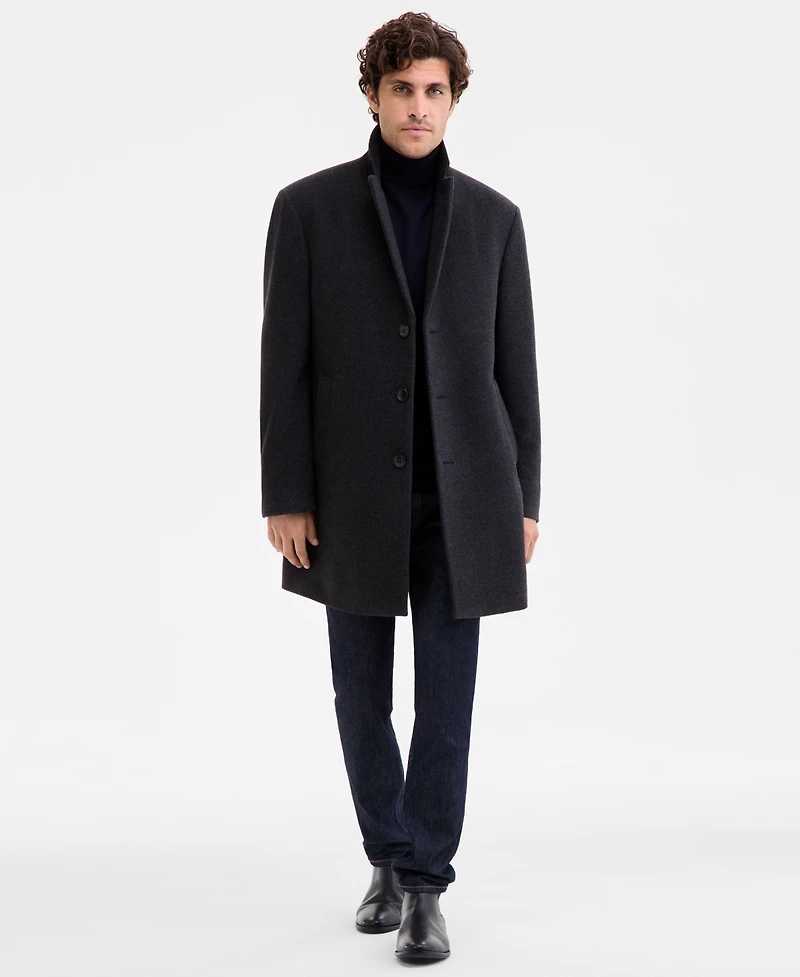 Calvin Klein Men's Prosper Wool-Blend Slim Fit Overcoat