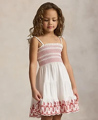 Polo Ralph Lauren Toddler and Little Girls Smocked Eyelet Jersey Dress