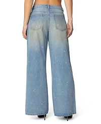 Edikted Women's Paint Splatter Low Rise Jeans
