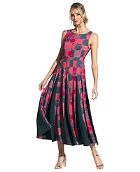 HotSquash London Women's Box Pleat Midi Dress with Contrast Skirt