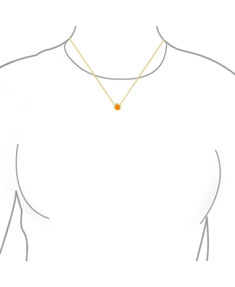 Bling Jewelry Classic Round 1CT Solitaire Bezel Set Blue White Fire Orange Created Opal Pendant Station Necklace Gold Plated.925 Sterling Silver