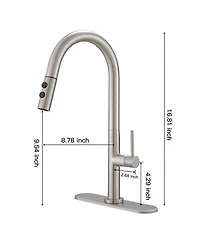 Single Handle Pull Down Sprayer Kitchen Faucet Brushed Nickel