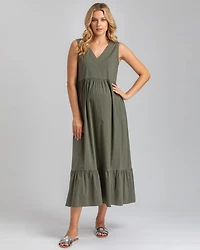 Pietro Brunelli Maternity V-Neck Poplin Waterlily Maxi Dress