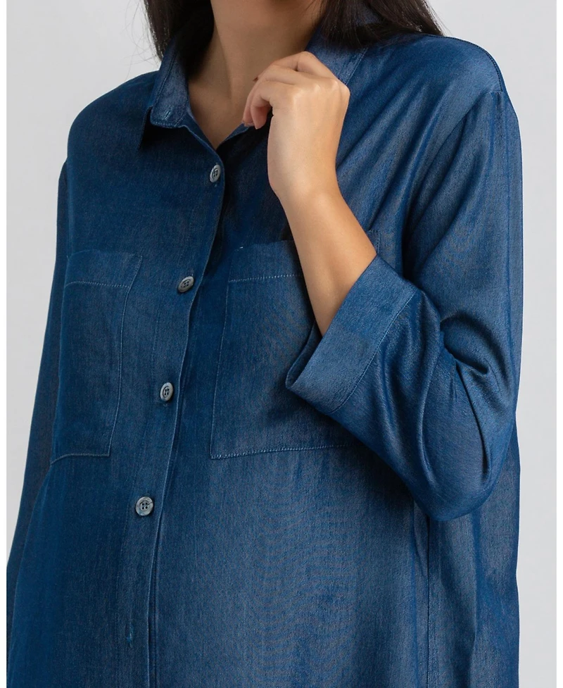 Pietro Brunelli Maternity 3/4 Sleeve Chambray-look Viscose Erica Blouse