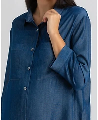 Pietro Brunelli Maternity 3/4 Sleeve Chambray-look Viscose Erica Blouse