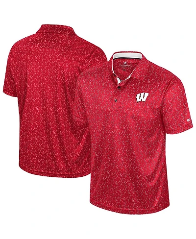 Colosseum Men's Red Wisconsin Badgers Sublimated Golf Polo Shirt