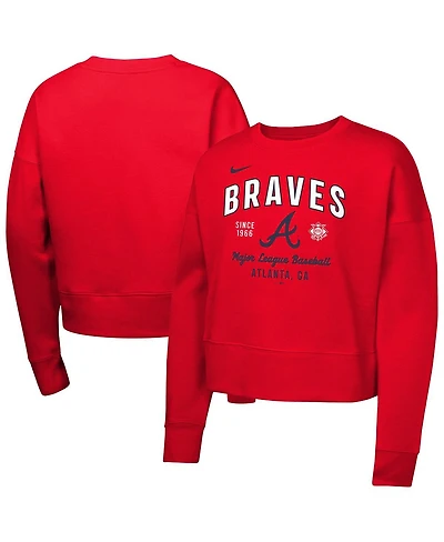 Nike Big Girls Red Atlanta Braves Fleece Sweatshirt