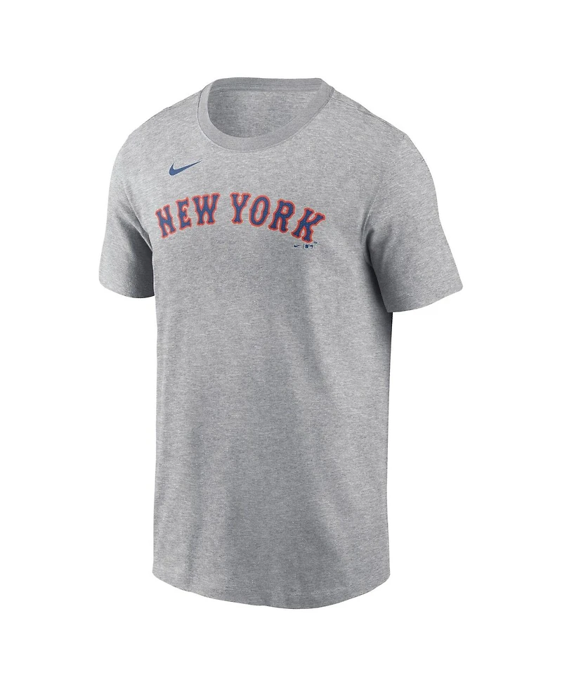 Nike Men's Francisco Lindor Heather Gray New York Mets Fuse Name Number T-Shirt
