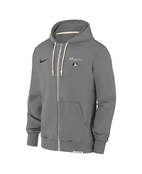 Nike Men's Charcoal Miami Marlins Authentic Collection Travel Performance Full-Zip Hoodie