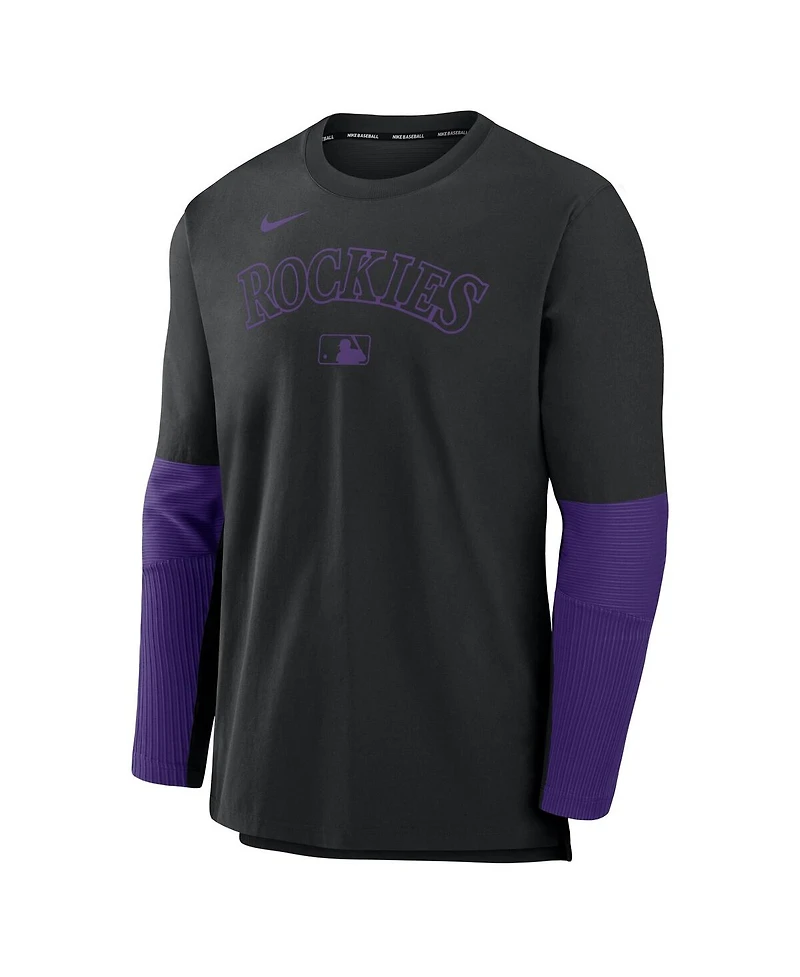 Nike Men's Black/Purple Colorado Rockies Authentic Collection Player Lightweight Performance Long Sleeve Top