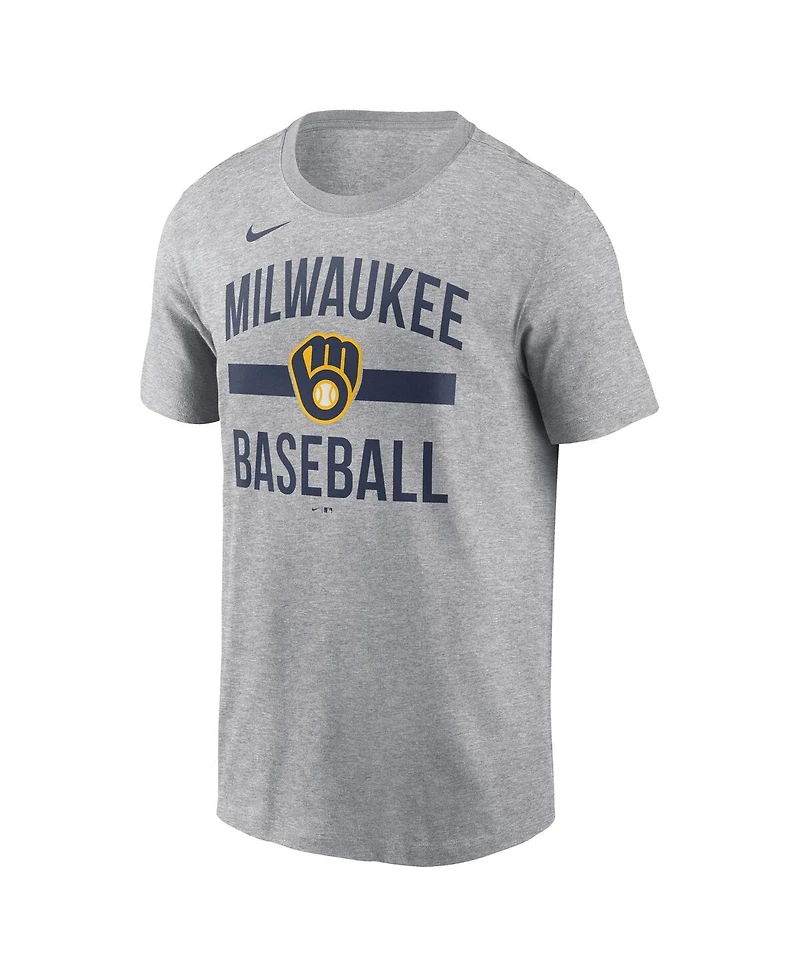 Nike Men's Heather Gray Milwaukee Brewers Arched T-Shirt