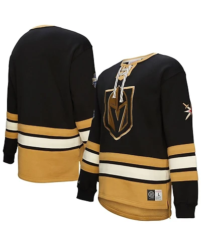Mitchell & Ness Men's Black Vegas Golden Knights Heritage Lace-Up Pullover Sweatshirt