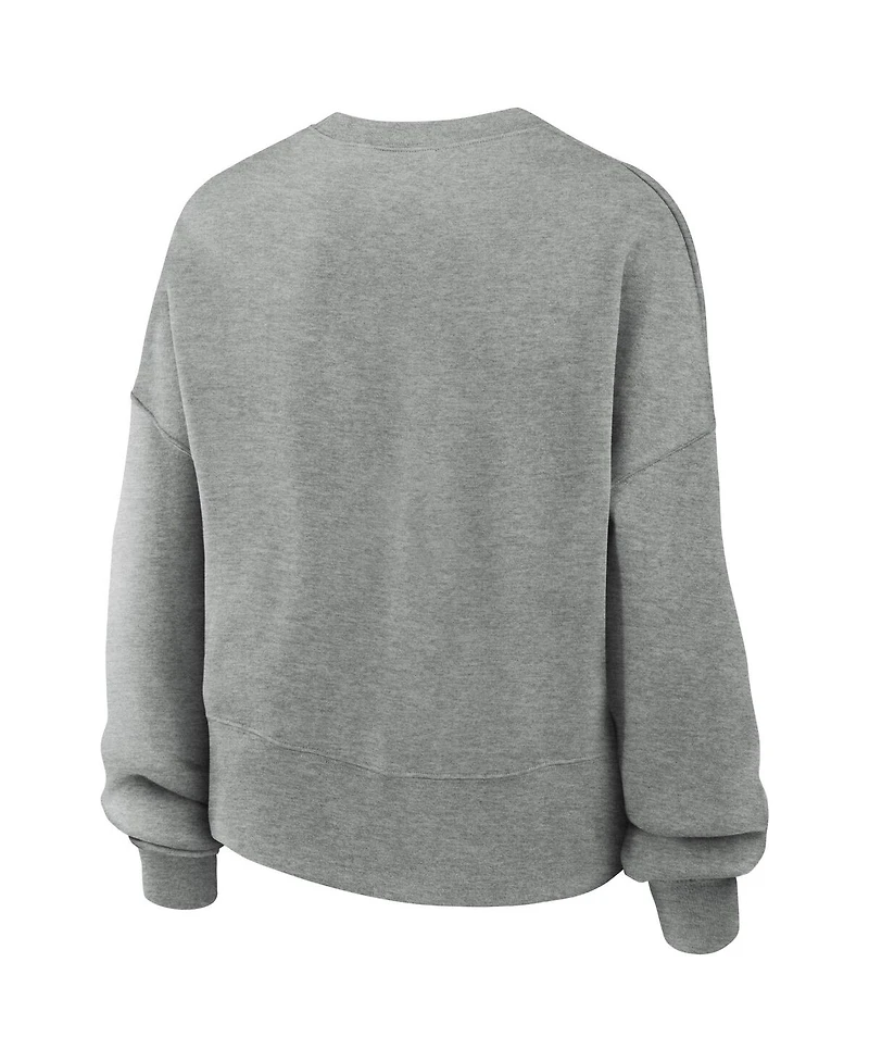 Nike Women's Heather Gray North Carolina Tar Heels Legacy Fleece Classic Arch Oversized Cropped Tackle Twill Sweatshirt