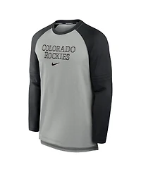 Nike Men's Heather Gray/Black Colorado Rockies Authentic Collection Game Time Raglan Performance Long Sleeve T-Shirt