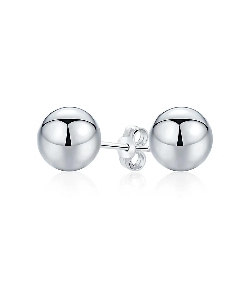 Bling Jewelry Minimalist Plain Simple Round Bead Ball Tragus Cartilage Stud Earrings Shiny Polish .925 Sterling Silver