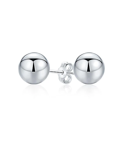 Bling Jewelry Minimalist Plain Simple Round Bead Ball Tragus Cartilage Stud Earrings Shiny Polish .925 Sterling Silver