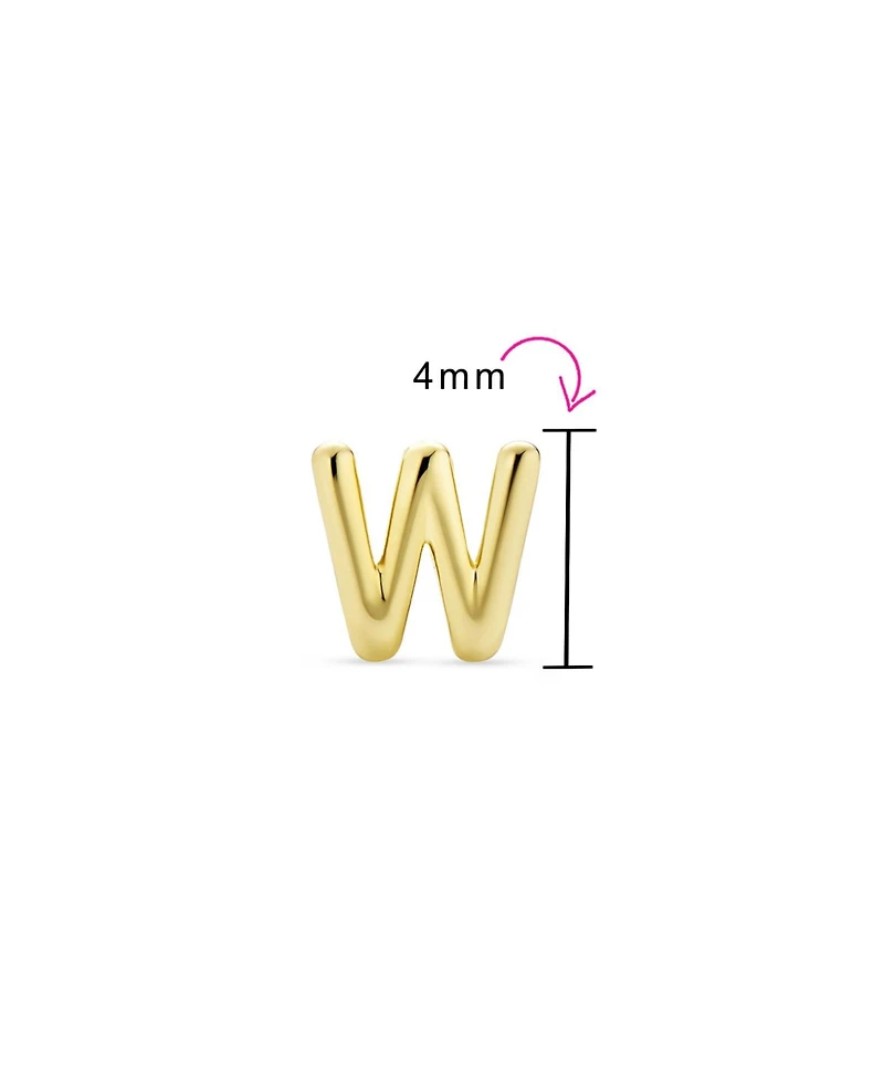 Bling Jewelry Tiny Initial Letter Stud Earring in Real 14K Yellow Gold Screw Back