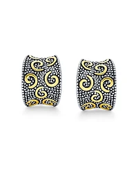 Bling Jewelry Bali Style Swirl Two Tone Wide Concave Half Hoop Clip On Earrings Non Pierced Ears Black Sliver Gold Plated Brass