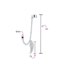 Bling Jewelry Trendy Pink Purple Black Guardian Angel Wing Feather Cartilage Ear Lobe Helix Warp Chain Ear Cuff Earring Crystal Stud Stainless Steel