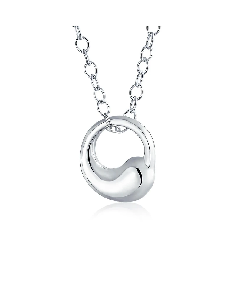 Bling Jewelry Modern Swirl Geometric Karama Circle Pendant Necklace in Sterling Silver