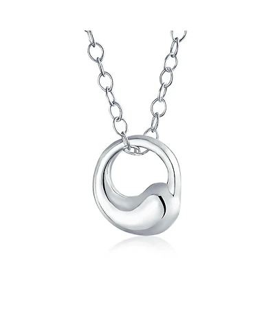 Bling Jewelry Modern Swirl Geometric Karama Circle Pendant Necklace in Sterling Silver