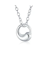 Bling Jewelry Modern Swirl Geometric Karama Circle Pendant Necklace in Sterling Silver