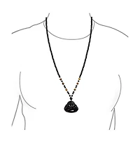 Bling Jewelry Yogi Amulet Mala Brown Black Bead Carved Long Large Boho Fashion Statement Thai Spiritual Buddha Pendant Necklace
