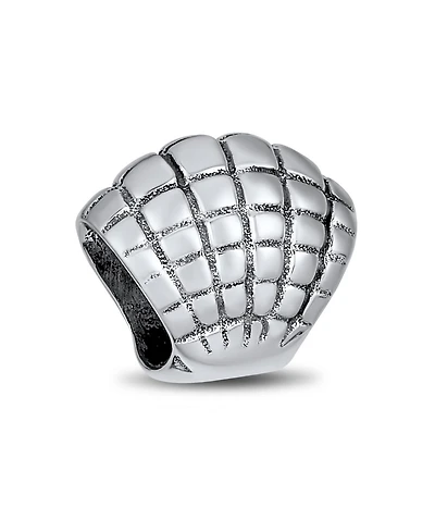 Bling Jewelry Nautical Tropical Vacation Beach Clam Shell Charm Bead Oxidized .925 Sterling Silver