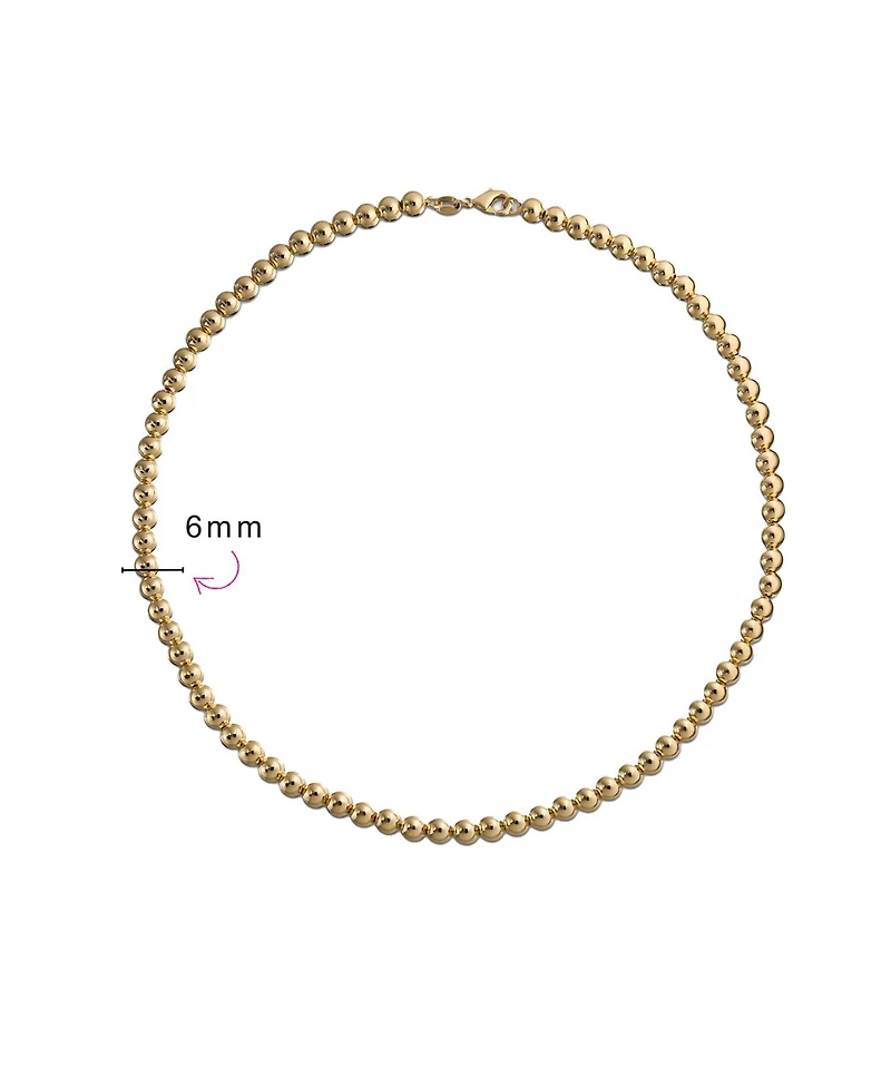 Bling Jewelry Classic Simple 6MM Round Bead Strand Necklace Gold 16 Inch