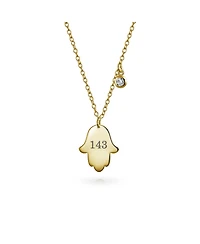 Bling Jewelry Delicate Simple Minimalist Amulet Talisman Hamsa Hand Of God Fatima Pendant Necklace Gold Plated .925 Sterling Silver