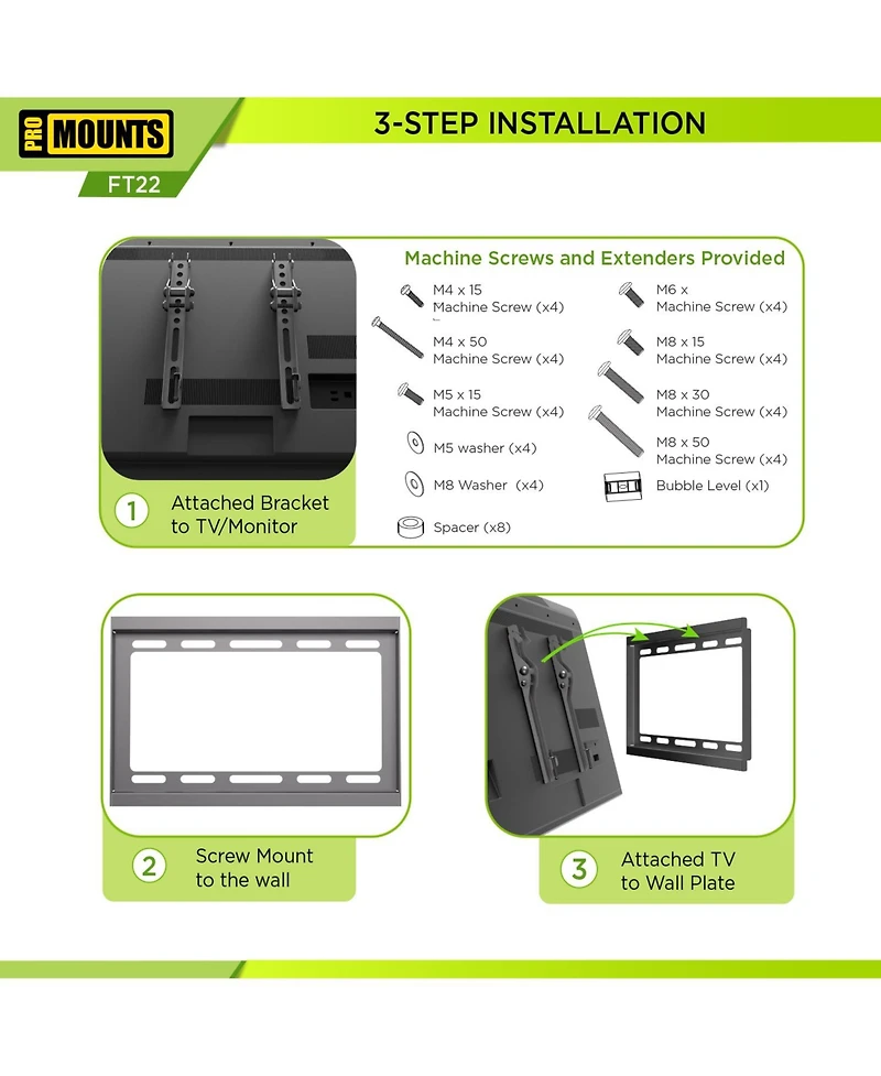 ProMounts Tilt Tv Wall Mount for TVs 13"