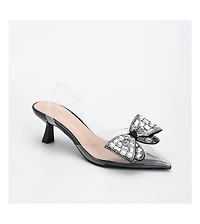 Berness Women's Maxi88 Clear Upper Kitten Heels with Rhinestone Detail