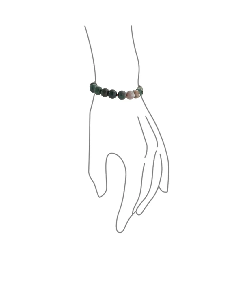 Bling Jewelry Mala Brown Earth Stone Multi Color Round Jasper Bead Strand Stretch Bracelet 10MM