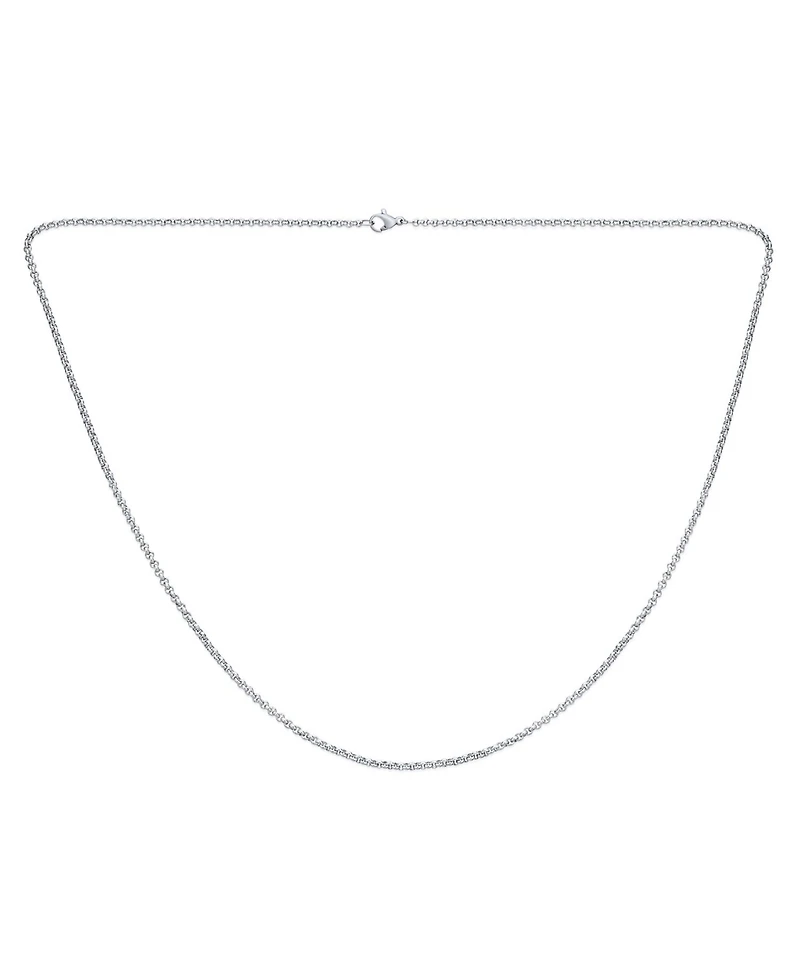 Bling Jewelry Simple Thin 2.5MM Basic Plain Silver Gold Tone Black Stainless Steel Rolo Cable Chain Necklace