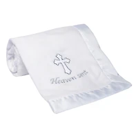 Lambs & Ivy Baby Heaven Sent Baptism/Christening Soft White Fleece Blanket
