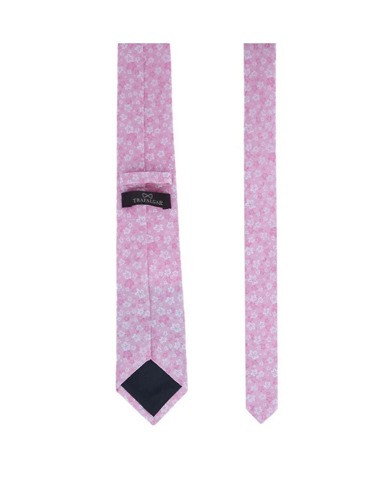 Trafalgar Men's Hanami Cherry Blossom Burst Linen Blend Novelty Necktie