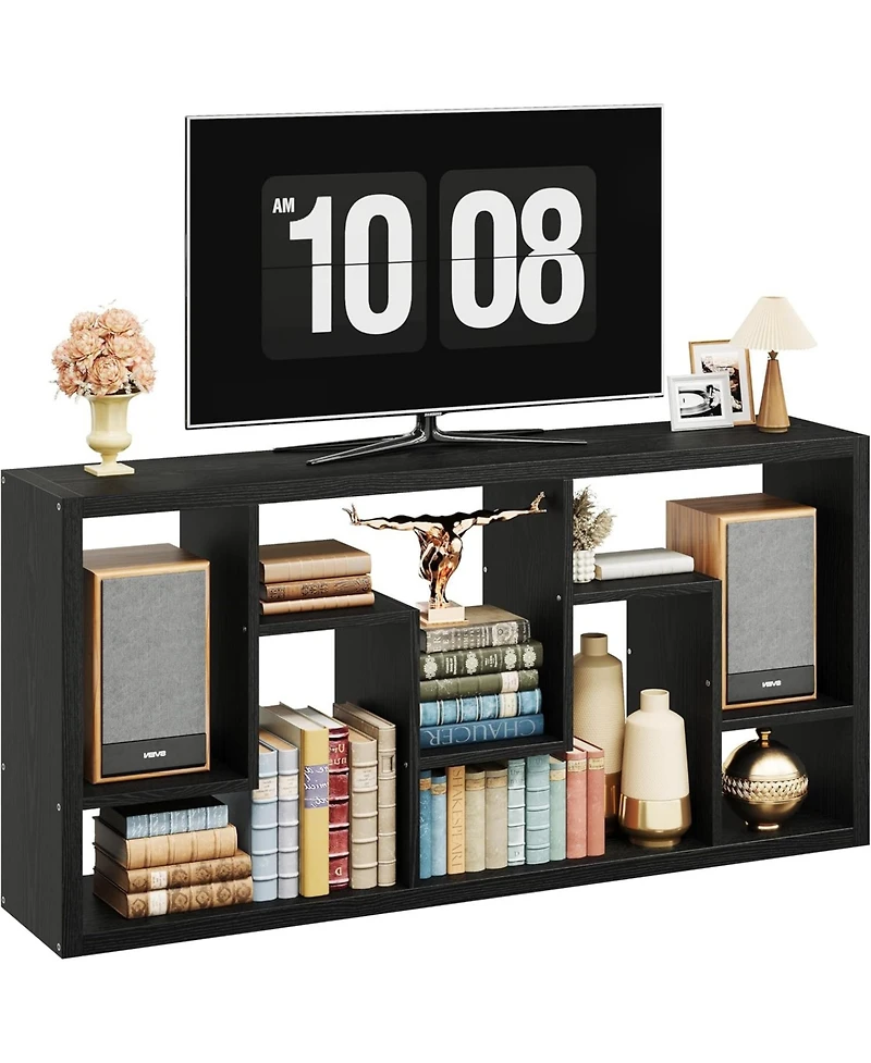 Geometric Bookcase 6-Shelf Industrial Bookshelf Black Etagere Bookcase
