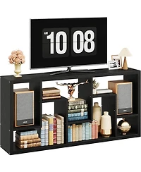 Geometric Bookcase 6-Shelf Industrial Bookshelf Black Etagere Bookcase