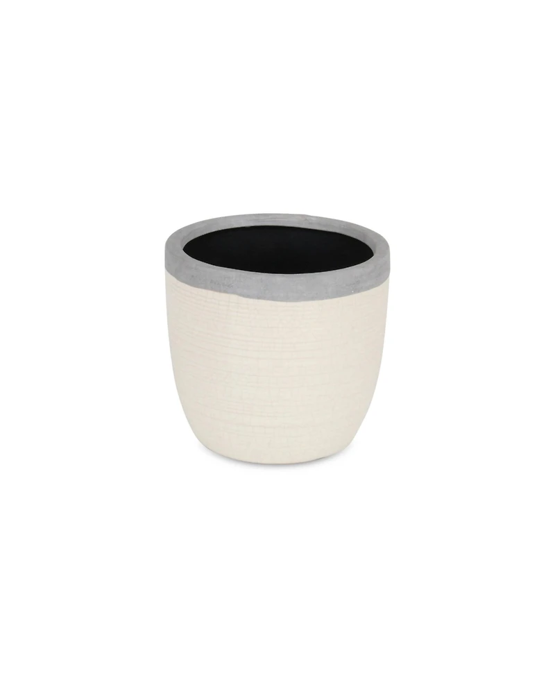 Ceramic Round Pot Planter with Crackle Glaze – Indoor/Outdoor Use