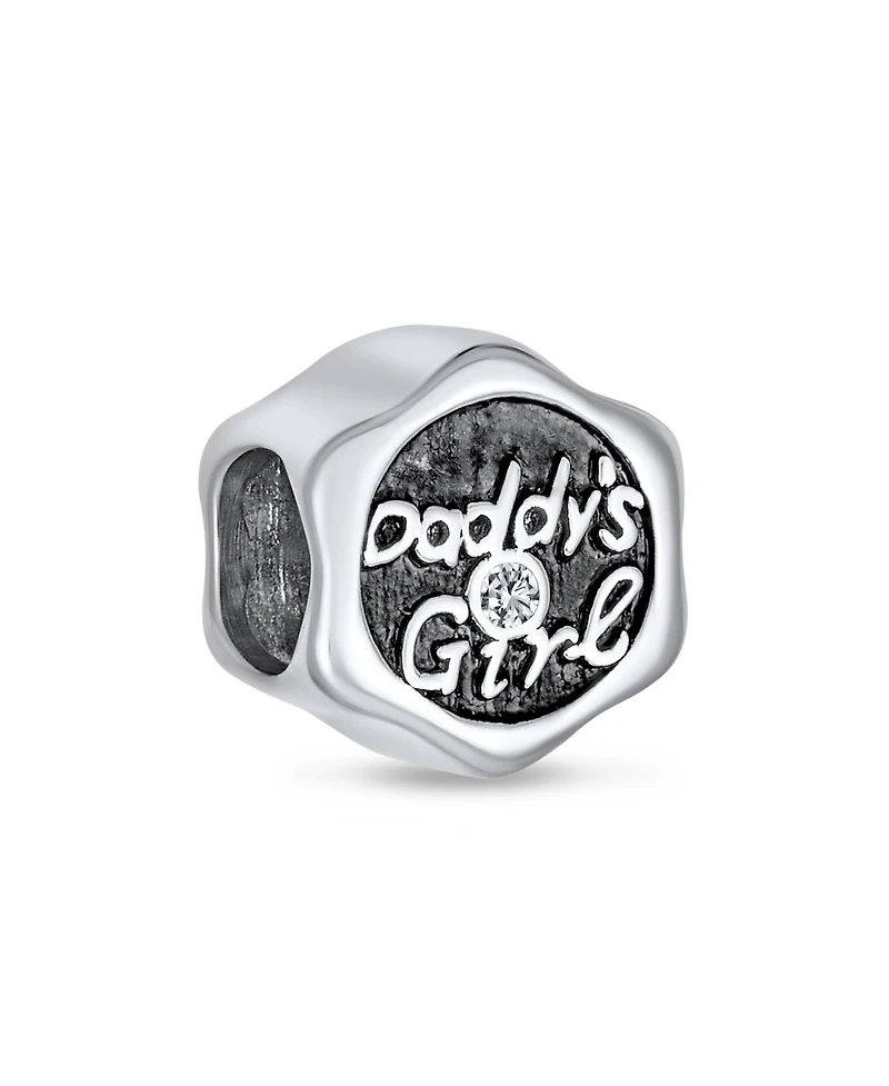 Bling Jewelry Father's Love Cz Daddy's Charm Bead Daughter Sterling Silver Fits Bracelet