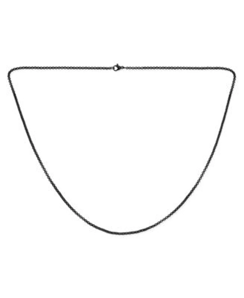 Bling Jewelry Elegant Dainty Rolo Cable Chain Necklace Black Gold Plated Stainless Steel 2.5 Mm