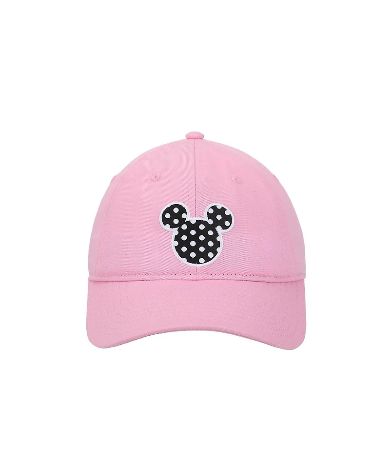 Disney Men's Mickey & Minnie Mouse Polka Dot Ears Pink Unstructured Baseball Cap