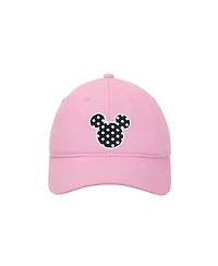 Disney Men's Mickey & Minnie Mouse Polka Dot Ears Pink Unstructured Baseball Cap